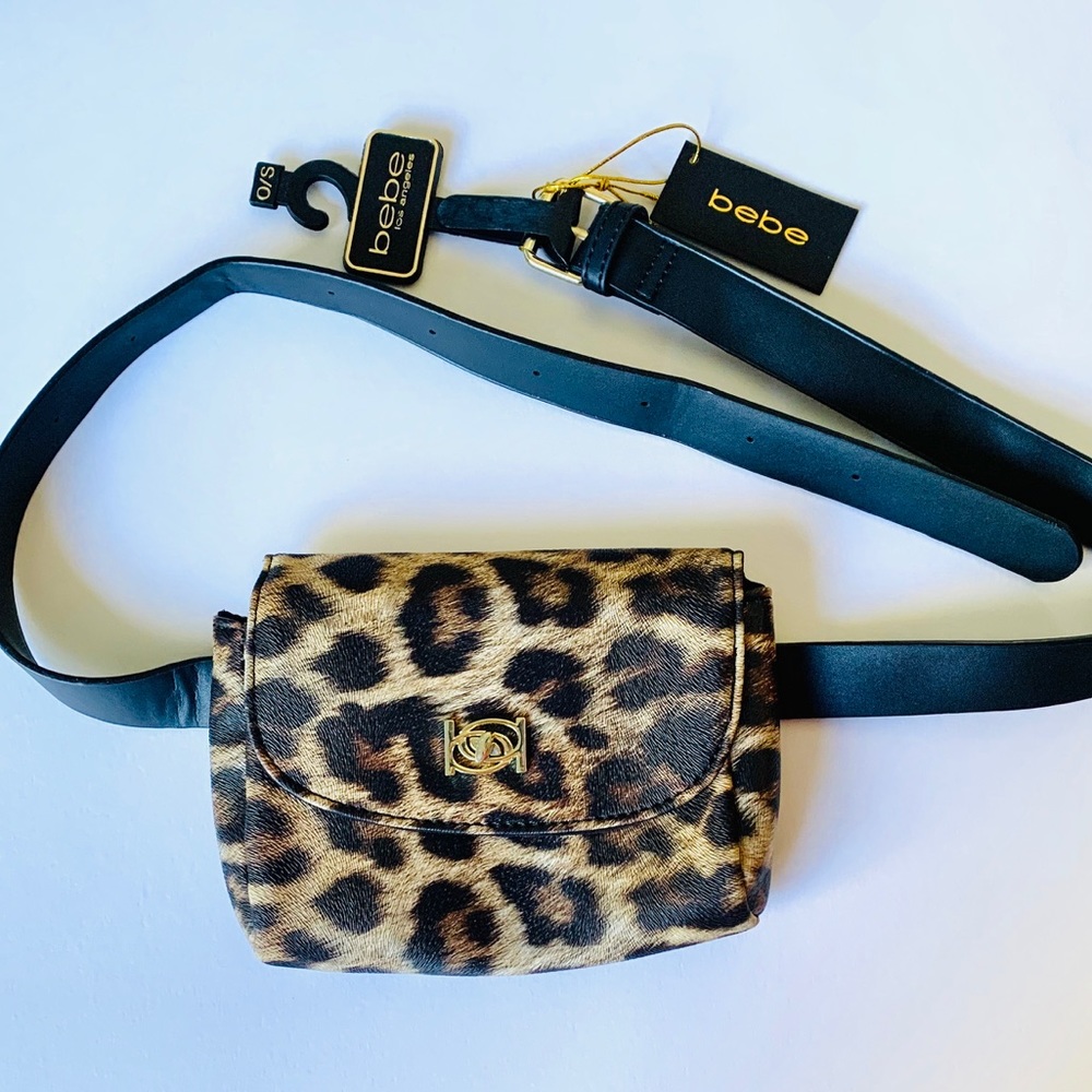 Bebe Leopard Fanny pack NWT. Vegan leather belt bag
